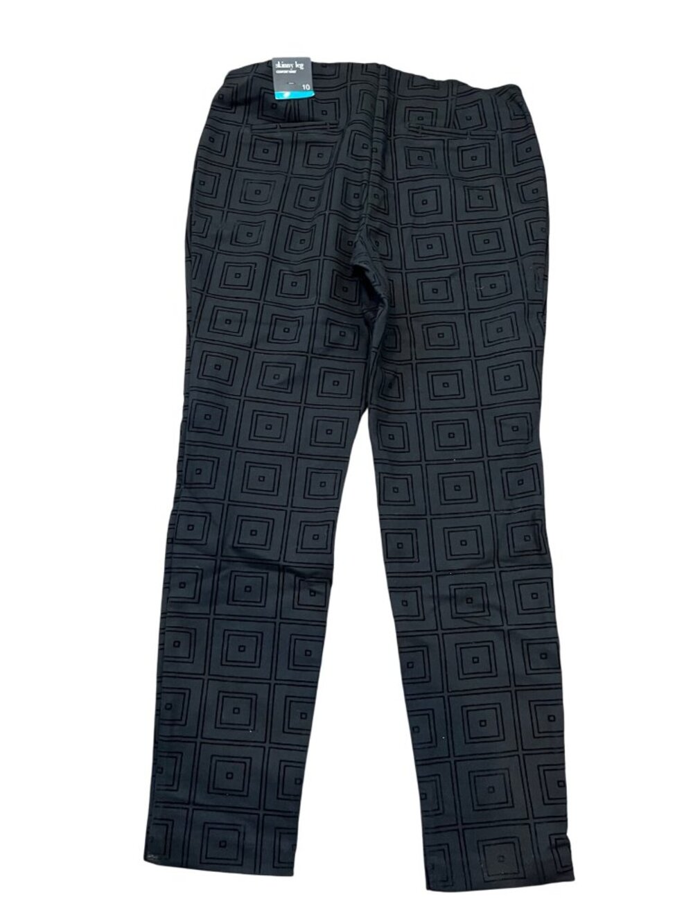 R&L Skinny Leg Comfort Waist Black Geometric Print Womens Pants Size 10